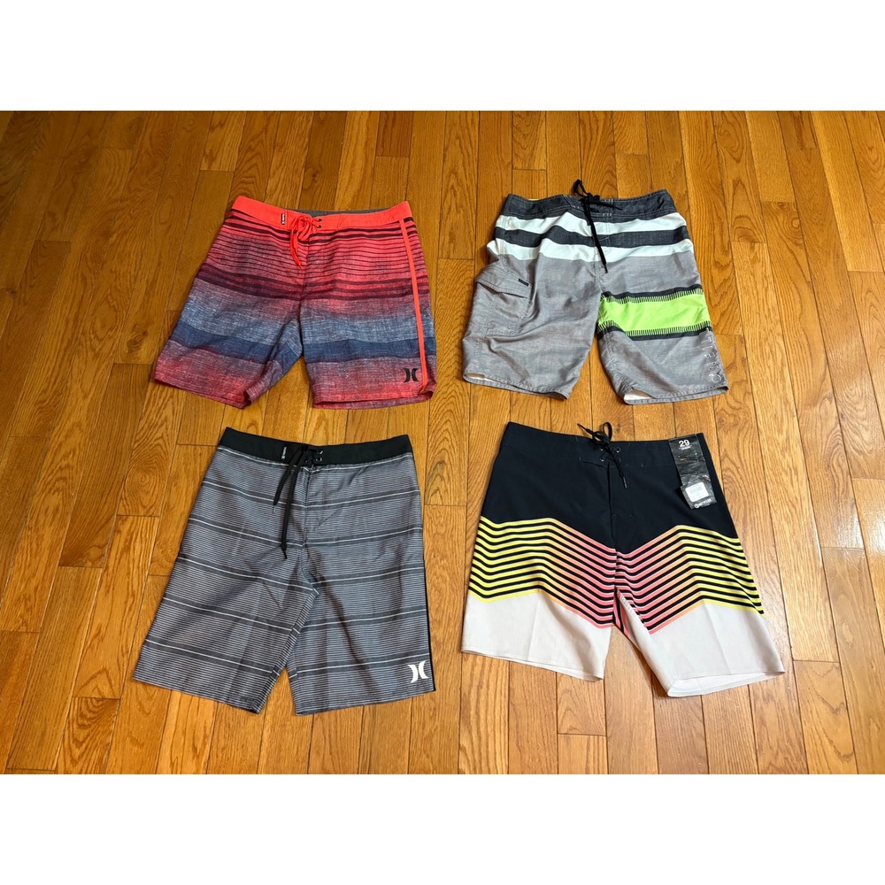 Bundle 4 Hurley O'Neill Billabong Boys Board Shorts Bundle Size 28 29 30 XL